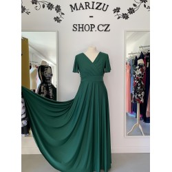 Marizu fashion plus size krásné tmavě zelené plesové společenské šaty pro plnoštíhlou postavu