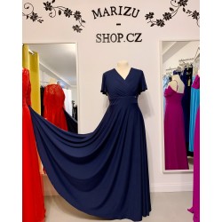 Marizu fashion plus size krásné tmavě modré plesové společenské šaty pro plnoštíhlou postavu