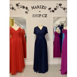 Marizu fashion plus size krásné tmavě modré plesové společenské šaty pro plnoštíhlou postavu