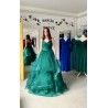 Marizu fashion smaragdově zelené tylové maturitní, plesové, společenské šaty