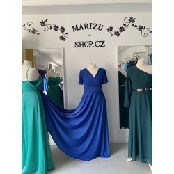 Marizu fashion plus size krásné královské modré plesové společenské šaty pro plnoštíhlou postavu