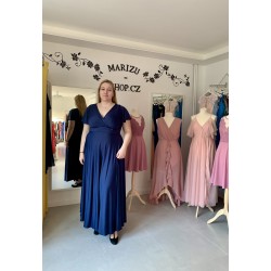 Marizu fashion plus size krásné tmavě modré plesové společenské šaty pro plnoštíhlou postavu