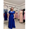 Marizu fashion plus size krásné královské modré plesové společenské šaty pro plnoštíhlou postavu