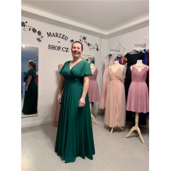 Marizu fashion plus size krásné tmavě zelené plesové společenské šaty pro plnoštíhlou postavu