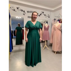 Marizu fashion plus size krásné tmavě zelené plesové společenské šaty pro plnoštíhlou postavu