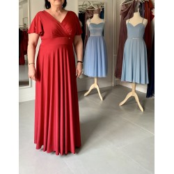 Marizu fashion plus size krásné vínově červené plesové společenské šaty pro plnoštíhlou postavu