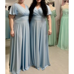 Marizu fashion plus size krásné světle modré plesové společenské šaty pro plnoštíhlou postavu