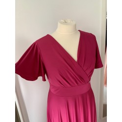 Marizu fashion plus size krásné magenta plesové společenské šaty pro plnoštíhlou postavu