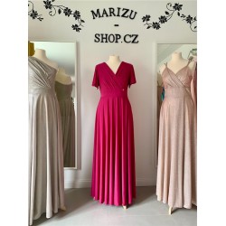 Marizu fashion plus size krásné magenta plesové společenské šaty pro plnoštíhlou postavu