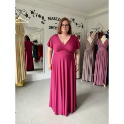 Marizu fashion plus size krásné magenta plesové společenské šaty pro plnoštíhlou postavu