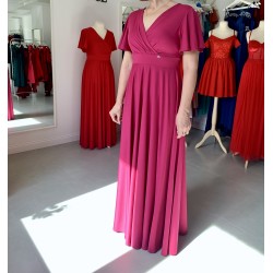 Marizu fashion plus size krásné magenta plesové společenské šaty pro plnoštíhlou postavu