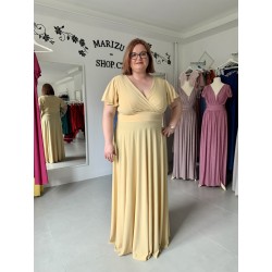 Marizu fashion plus size krásné vanilkové plesové společenské šaty pro plnoštíhlou postavu