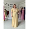 Marizu fashion plus size krásné vanilkové plesové společenské šaty pro plnoštíhlou postavu