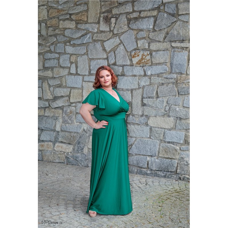 Marizu fashion plus size krásné tmavě zelené plesové společenské šaty pro plnoštíhlou postavu