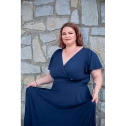 Marizu fashion plus size krásné tmavě modré plesové společenské šaty pro plnoštíhlou postavu