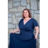 Marizu fashion plus size krásné tmavě modré plesové společenské šaty pro plnoštíhlou postavu