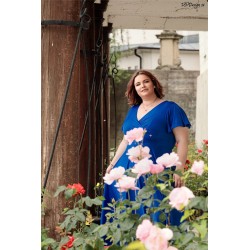 Marizu fashion plus size krásné královské modré plesové společenské šaty pro plnoštíhlou postavu