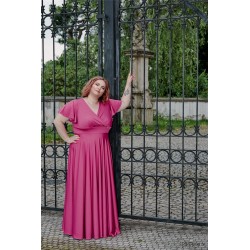 Marizu fashion plus size krásné magenta plesové společenské šaty pro plnoštíhlou postavu