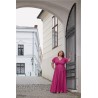 Marizu fashion plus size krásné magenta plesové společenské šaty pro plnoštíhlou postavu